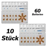 10x Varta Power One P312 PR41 Hörgerätebatterien 6er Blister - Braun