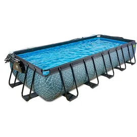 EXIT TOYS Stone Pool 540 x 250 x 100 cm inkl. Sandfilter, Abdeckung und Wärmepumpe