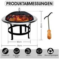 Defacto Feuerschale, Feuerkorb, Feuerstelle Grillschale Funkenschutz