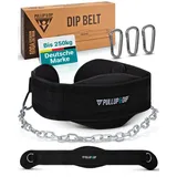 PULLUP & DIP Dip Gürtel mit Kette 3 Karabinern und einzigartigen Klappen SCHWARZ 00000