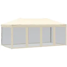 vidaXL Partyzelt Faltbar mit Mesh-Seitenwänden Creme 3x6 m 