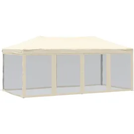 vidaXL Partyzelt Faltbar mit Mesh-Seitenwänden Creme 3x6 m 