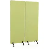 HJH Office Mobile Akustik Trennwand 2er Set Grün Raumteiler mit Rollen & Gleiter 891002