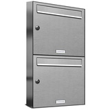 AL Briefkastensysteme Briefkasten Premium Doppel-Briefkasten DIN A4, 2 Fach Postkasten modern Aufputz