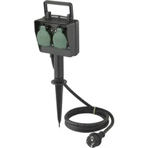 Sygonix SY-5231004 Gartensteckdose 2fach Schwarz, Standard-Grün (seidenmatt) erhöhter