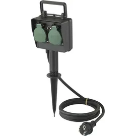 Sygonix SY-5231004 Gartensteckdose 2fach Schwarz, Standard-Grün (seidenmatt) erhöhter