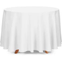Tischdecke rund Polyester Stoff D. 230cm Schmutzabweisend Abwaschbar Matt Tisch Decke Hochzeit Tischtuch Partytischdecke Tischdeko Hochzeitsdeko Weiß
