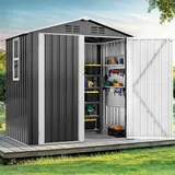 YITAHOME Metall Gerätehaus 171x118cm Gartenhaus Fahrradgarage,Dunkelgrau