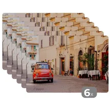 MuchoWow Placemats Platzdeckchen Platzset Tischset 6-teilig Tischdeko Untersetzer 45x30 cm Italien - Straße - Oldtimer - Auto
