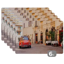 MuchoWow Placemats Platzdeckchen Platzset Tischset 6-teilig Tischdeko Untersetzer 45x30 cm Italien - Straße - Oldtimer - Auto