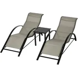 Outsunny Gartenliege 59 x 169 x 66 cm Grau/Schwarz