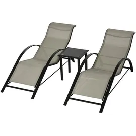 Outsunny Gartenliege 59 x 169 x 66 cm Grau/Schwarz