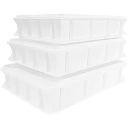 Pizza Lover Pizzaballenbox mit Deckel 3x weiß 30x40x7,5 cm Gärbox Teigballen Brotteig Hefeteig & Sauerteig Box ideal für Kühlschrank - Pizza Zubehör