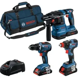 Bosch Combo Kit 3-tlg. 18V: GSR 18V-55/GDX 18V-200/GBH 18V-22, 3 x Akku, Schnellladegerät