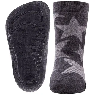 Ewers Stoppersocken Sterne, Socken mit Antirutschsohle für Mädchen und Jungen, Anti-Rutsch-Socken mit Gummisohle, MADE IN GERMANY, 1 Paar rutschfeste Kindersocken, Grau, 31-34