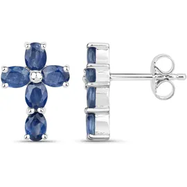 vira jewels Ohrstecker Vira Jewels Silber 925 rhodiniert Saphir-Steine weiß one-size