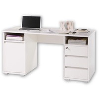Stella Trading PRIMUS 2 Schreibtisch mit Schubladen, Weiß - Bürotisch Computertisch fürs Homeoffice mit Stauraum und offenen Ablagefächern - 145 x 74 x 65 cm (B/H/T)