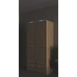 Priess Kleiderschrank PRIESS "Schrank Garderobe Wäscheschrank Barcelona in 5 Breiten", braun (eichefarben artisan), B:94cm H:193cm T:54cm, Holzwerkstoff, Schränke, Kleiderschrank, viel Stauraum, geräumige Schubkästen, mit Spiegel, MADE IN GERMANY