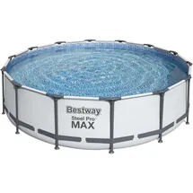 BESTWAY Steel Pro Max Frame Pool Set 427 x 107 cm lichtgrau inkl. Filterpumpe + Zubehör