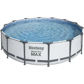 BESTWAY Steel Pro Max Frame Pool Set 427 x 107 cm lichtgrau inkl. Filterpumpe + Zubehör