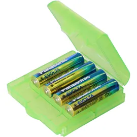 AccuCell Aufbewahrungsbox für 4x AA Mignon oder 4x 14500 Akkus, max. Batterielänge 50,6mm, grün