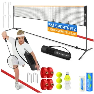 Kesser Badmintonnetz 3-Fach-Höhenverstellbar Set