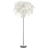 meineWunschleuchte Große LED Stehlampe mit Blätter Lampenschirm Weiß, Höhe 180cm