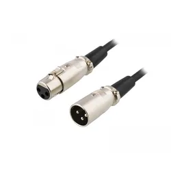 Deltaco XLR Kabel, 3-pin Stecker - 3-pin Buchsen, 1m - Schwarz