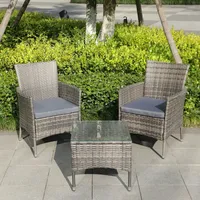 Albatros Balkonmöbel Set 3 teilig, Rattan Polyrattan, 2 Sessel mit Tisch, Lounge Set Balkon Gartenlounge Gartenmöbel Sitzgruppe mit Kissen und Glastisch, für Garten Terrasse Outdoor