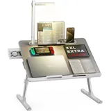 Laptoptisch Betttisch mit LED Lampe Höhen verstellbar Buchständer Tablet Schlitz