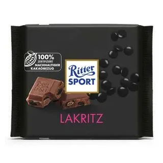 Ritter-Sport Tafelschokolade Vollmilch Lakritz, 100g