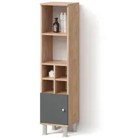 Livinity® Midischrank, Anthrazit, Eiche Wotan, 7 Fächer, Quadratisch, 30x130.6x30
