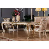 Casa Padrino Esszimmer-Set Luxus Barock Esszimmer Set - 1 Barock Esstisch & 8 Barock Esszimmerstühle mit elegantem Muster - Prunkvolle Esszimmer Möbel im Barockstil