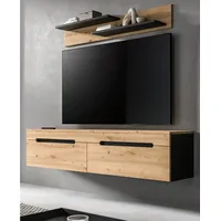 Inn.furn TV-Lowboard und Wandboard in Eiche und Grau 170