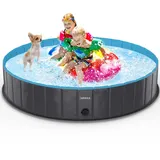 lunaoo Hundepool fur Große Hunde - Faltbare Schwimmbecken Hundebadewanne Hund Planschbecken für Kinder und Hunde, Tragbar & Eco-Friendly PVC Hunde Pool 80cm / 120cm / 160cm