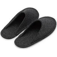 PANTOFFELMANN Gästepantoffel mit Filzsohle Filzpantoffel faltbar Pantoffel Hausschuhe Filzlatschen anthrazit L(40-43) - Grau - 40-43