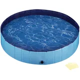 fudajo Hundepool 160 x 30 cm rutschfestes Hundeplanschbecken, Hundeschwimmbad faltbar aus PVC, Hundebadewanne mit verstärkten Kanten, tragbarer Pool für