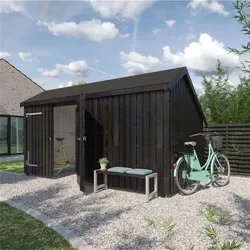PLUS Multi Gartenhaus 10,5 m2 - 2 Module Doppeltür & Fassade m. Dachpappe / Aluleisten