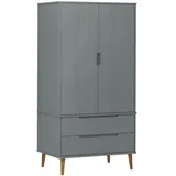 vidaXL Kleiderschrank MOLDE Grau 90x55x175 cm Massivholz Kiefer