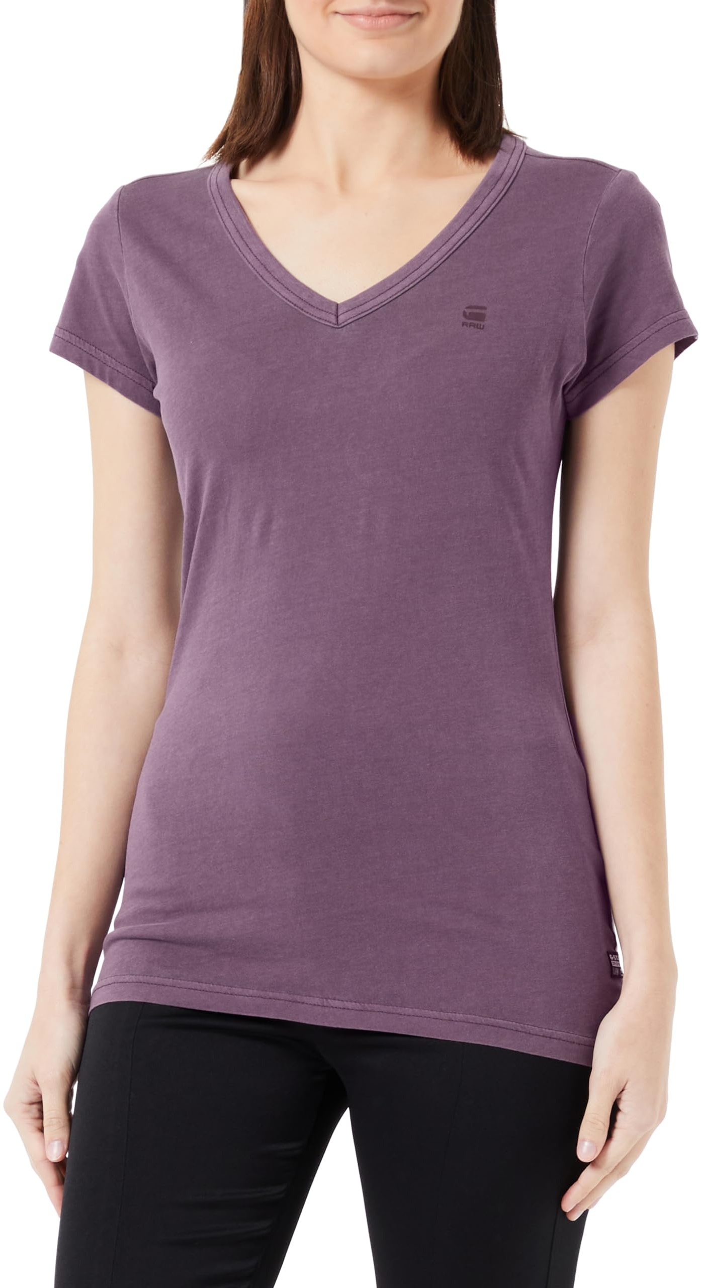 G-STAR RAW Damen Eyben Slim V-Neck Top, Purpur (lt maze gd D21314-B059-G217), M