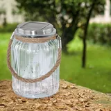 EGLO LED Solarglas für Außenbereich mit LED-Lichterkette kaltweiß rund Ø11cm