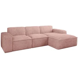 kaiser möbel Ecksofa, Sofa L form, Couch L form Siena L stoff Velo Rosa Rechts - Rosa