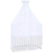 babybay Moskitoschutz und Himmel Piqué mit Band passend für alle Modelle bis 96 cm Länge, weiß Sterne perlgrau