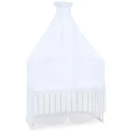 babybay Moskitoschutz und Himmel Piqué mit Band passend für alle Modelle bis 96 cm Länge, weiß Sterne perlgrau