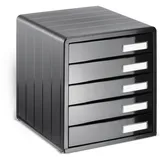 Rotho Timeless Schubladenbox / Bürobox mit 5 Schüben, Kunststoff (PS) BPA-frei, anthrazit, (34.5 x 29.0 x 32.0 cm)
