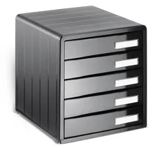Rotho Timeless Schubladenbox / Bürobox mit 5 Schüben, Kunststoff (PS) BPA-frei, anthrazit, (34.5 x 29.0 x 32.0 cm)