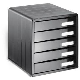 Rotho Timeless Schubladenbox / Bürobox mit 5 Schüben, Kunststoff (PS) BPA-frei, anthrazit, (34.5 x 29.0 x 32.0 cm)
