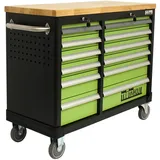 Baumarktplus Werkstattwagen DELUXE 12 Schubladen unbestückt 123 cm Breite mit massiver Arbeitsplatte