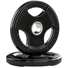 sportnow Hantelscheiben 2 x 5 KG gummierte Olympiascheiben für Krafttraining schwarz