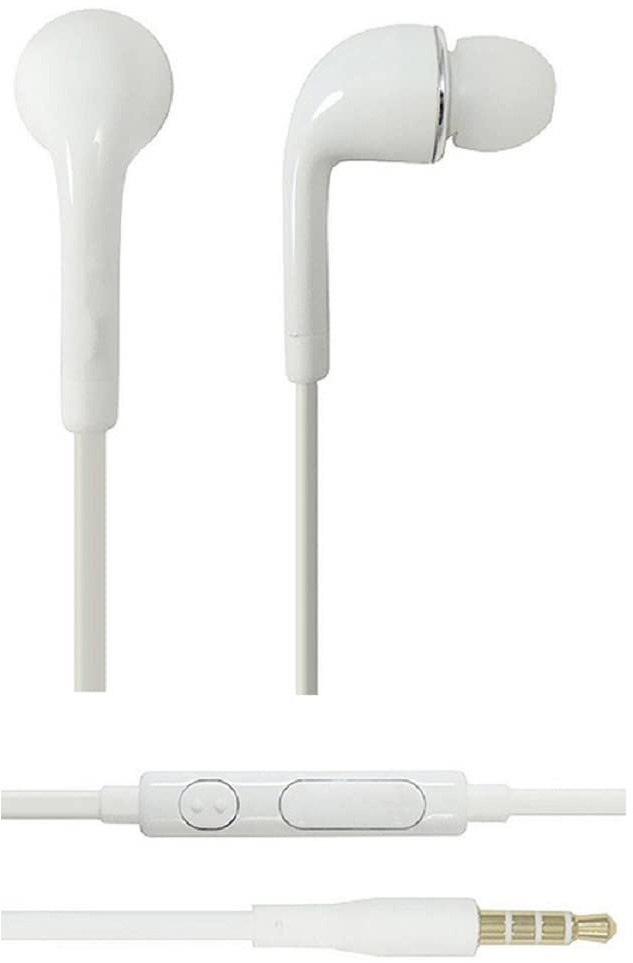 K-S-Trade Kopfhörer Headset Für Samsung Galaxy A52 Mit Mikrofon U Lautstärkeregler Weiß 3,5mm Klinke Kabel Headphones Ohrstöpsel Ohrstecker